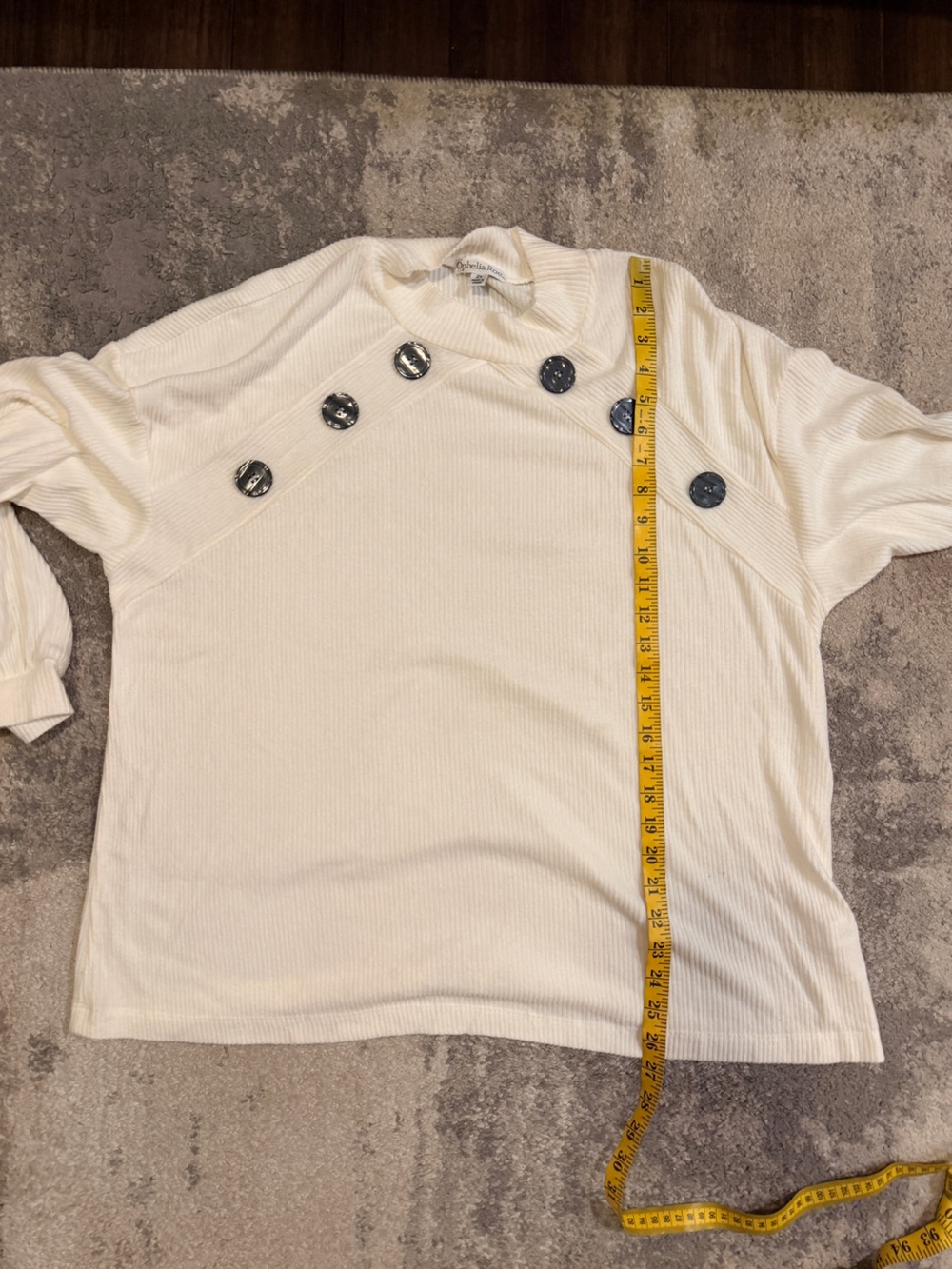 Ophelia Roe Button-Detail Cream Ribbed Sweater - Picture 5 of 5